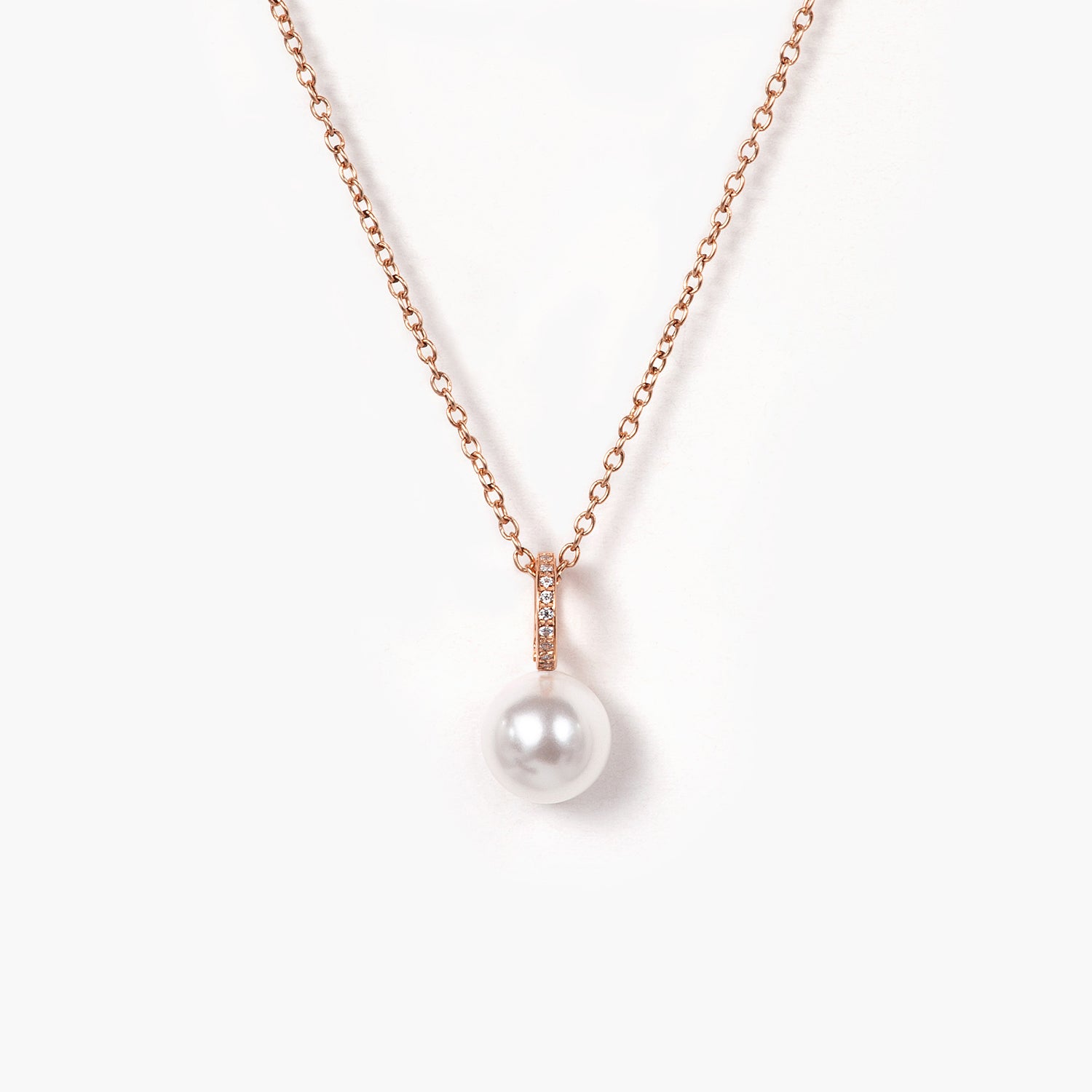 14K Solid Gold Pearl Necklace With Diamonds for Women 8mm Jewelry