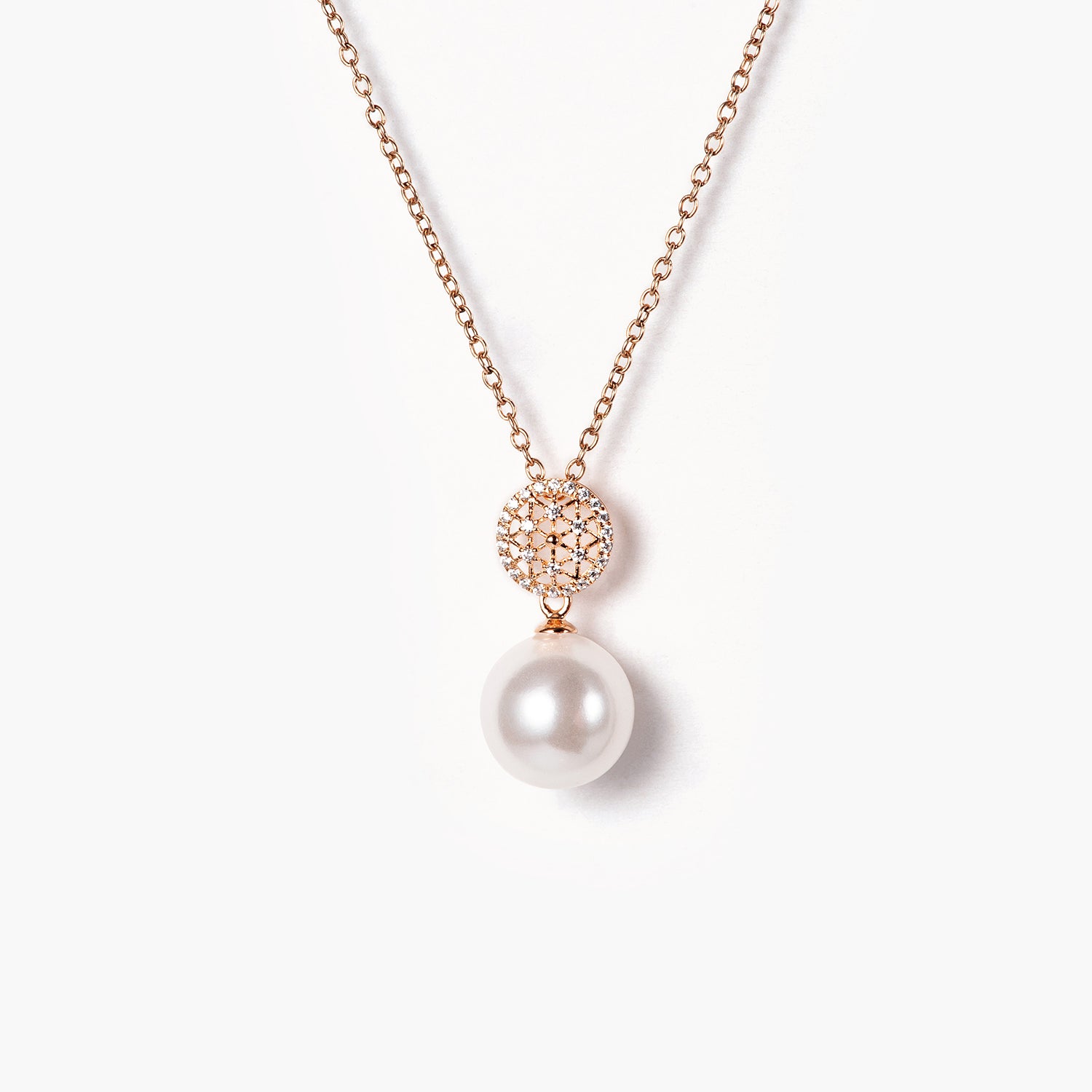 14K Gold Cultured Freshwater Pearl and Diamond Floral Drop Necklace