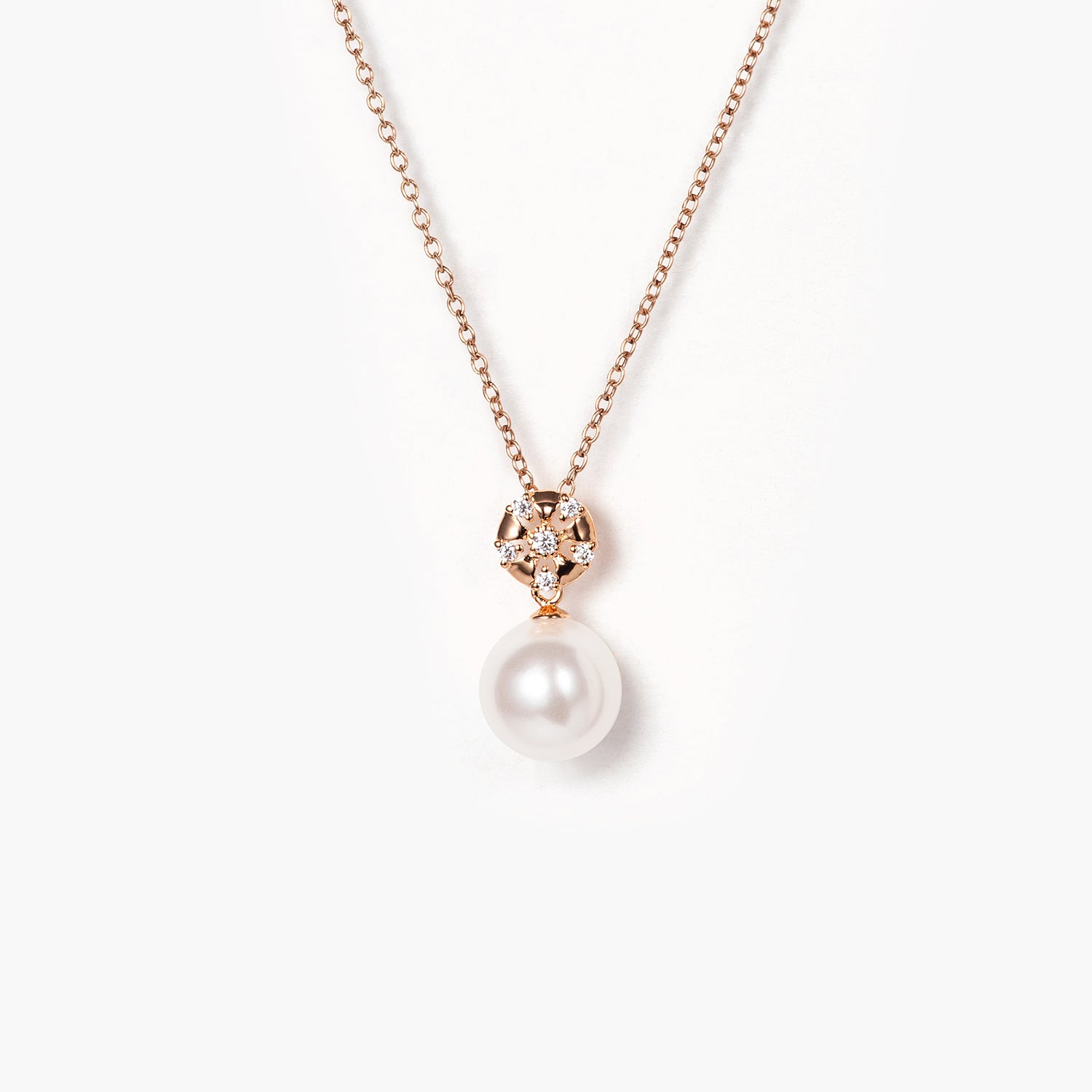 14K Solid Gold Pearl Diamond Necklace Bridal Party Gift Bridesmaids Jewelry Bride's Wedding Gift