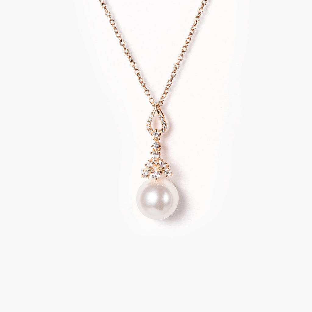 14K Gold Pearl Drop Diamonds Necklace Necklaces for Women