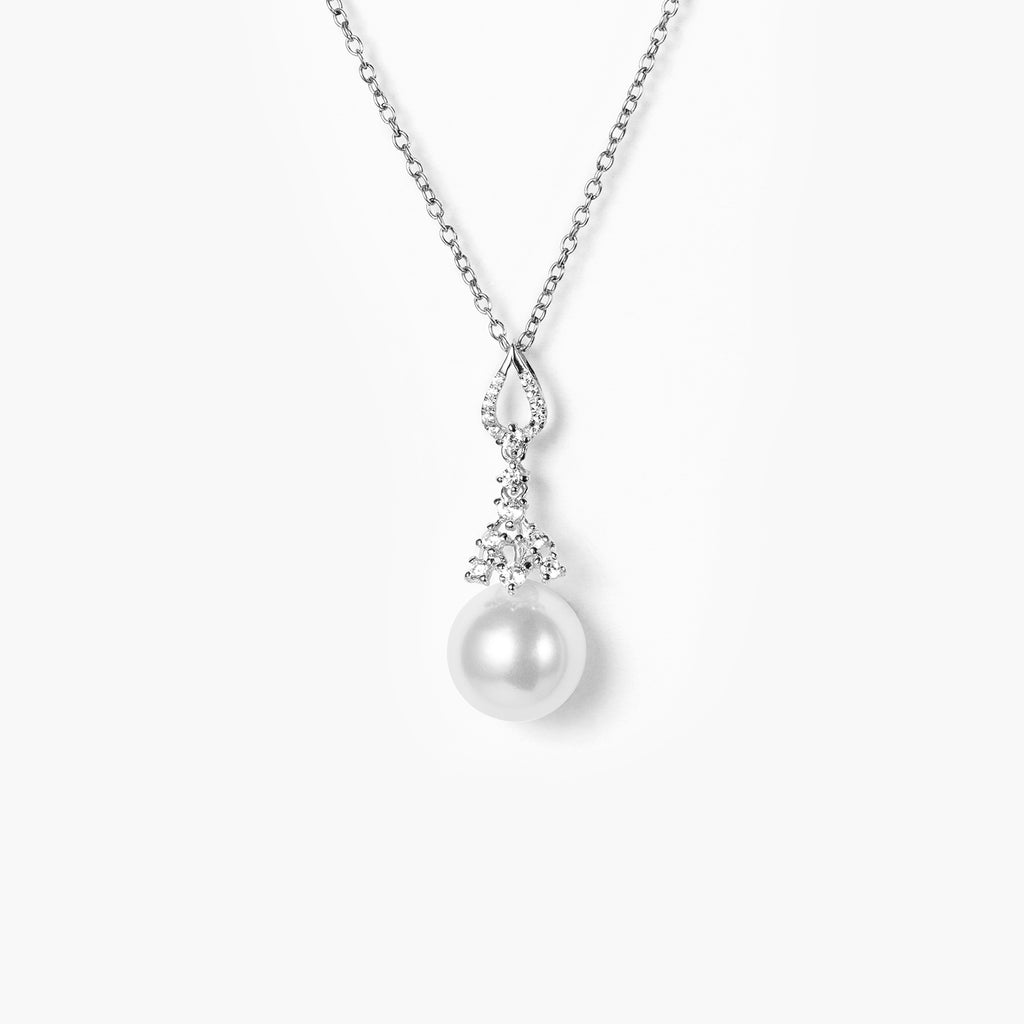 14K Gold Pearl Drop Diamonds Necklace Necklaces for Women