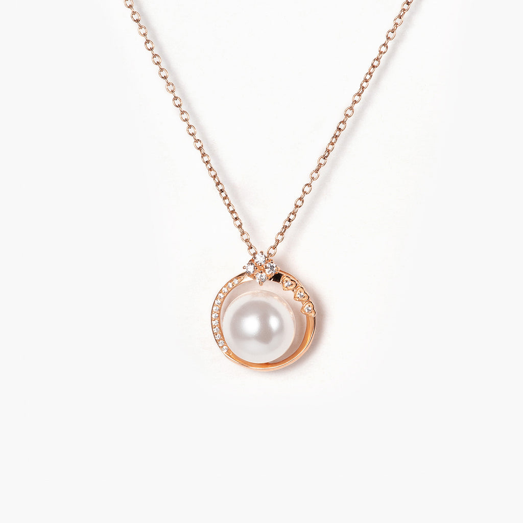 14K Pearl Diamonds Pendant Necklace For Women Solid Gold  in Pearl Jewelry