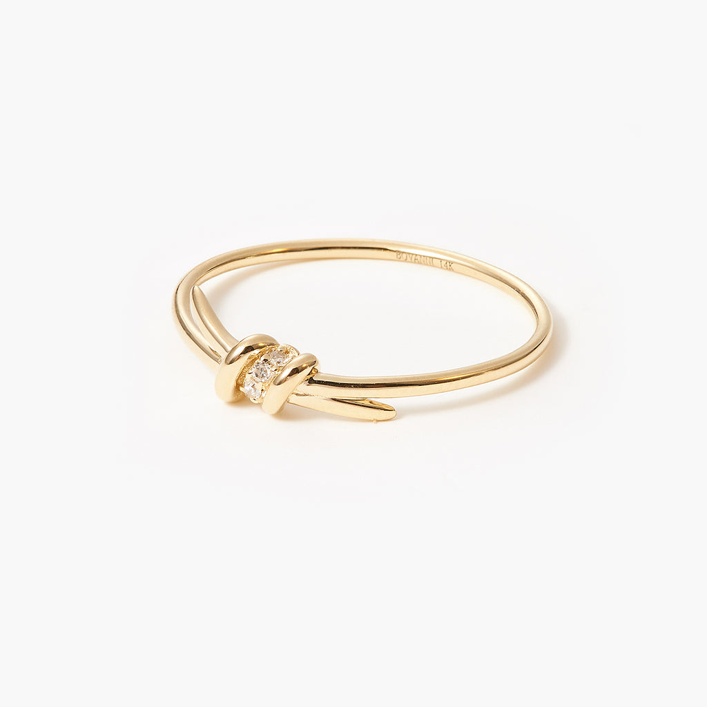 Barbed Wire Promise and Best Friends Ring with diamonds - Delicate Knot Ring