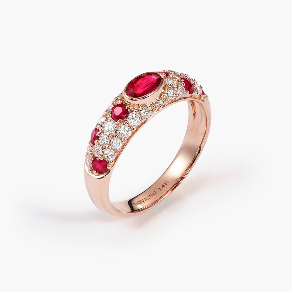 Luxury Oval Ring Charm Ruby With Diamonds Promise Wedding Engagement Rings