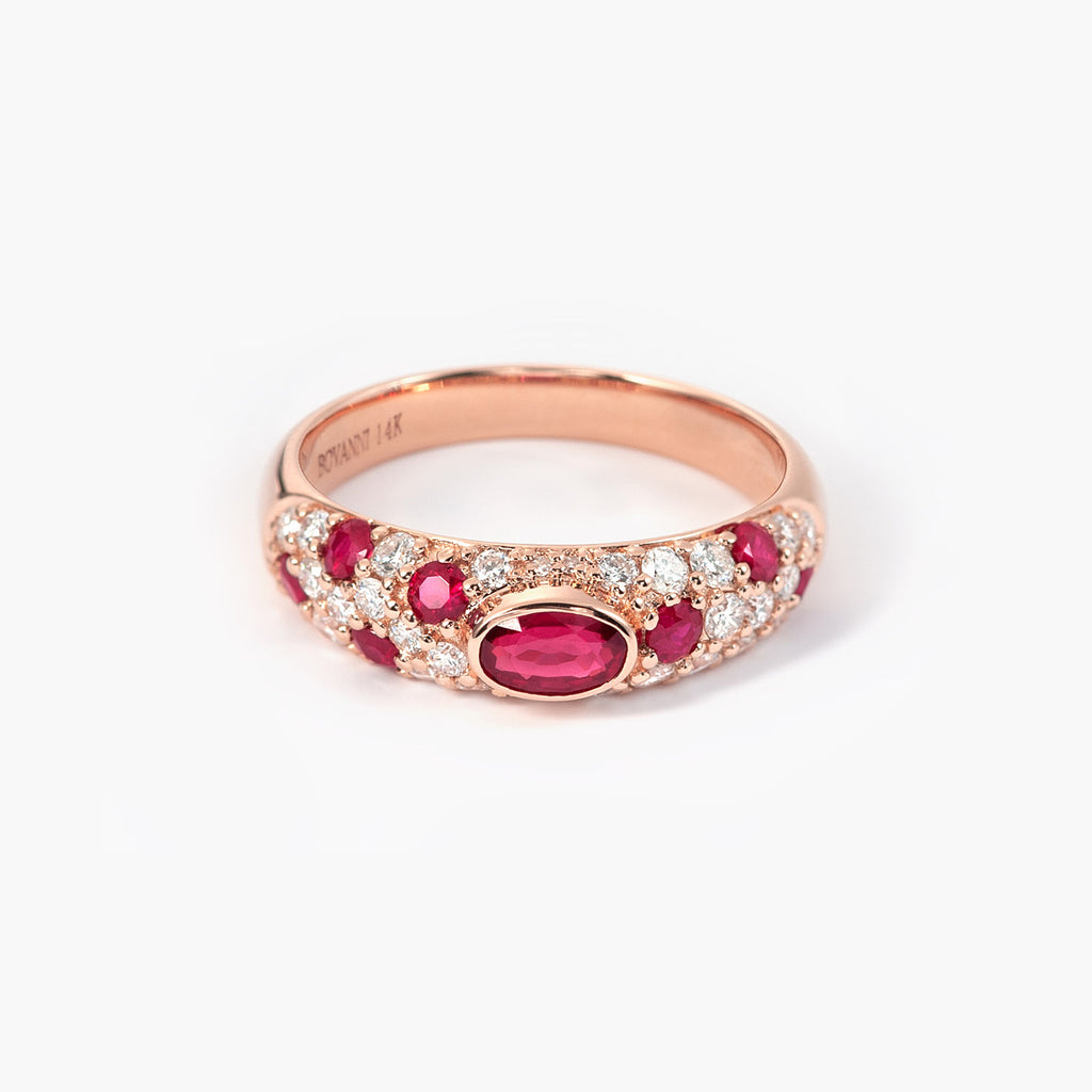 Luxury Oval Ring Charm Ruby With Diamonds Promise Wedding Engagement Rings