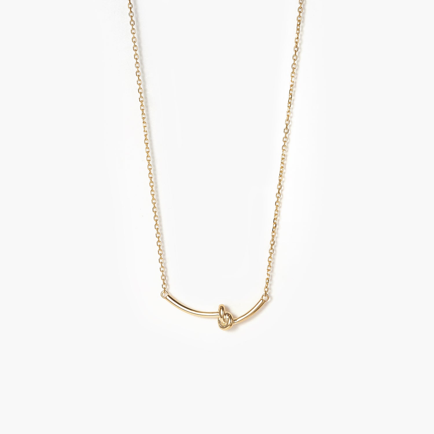 BOVANNI Love Knot Necklace 14K Gold Plated, Heart Knot Pendant Simple Style Cute Necklace Yellow / 16+ 2 / 14K Solid Gold