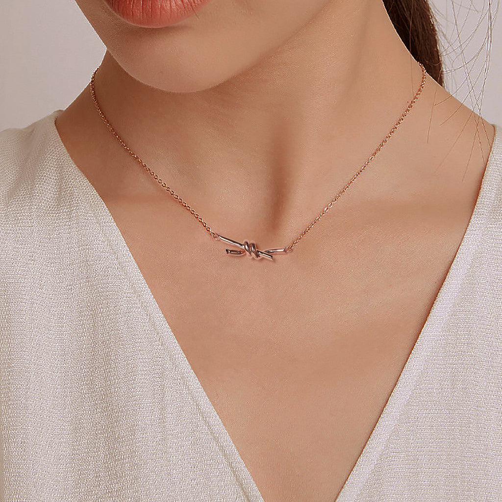 Love Knot 14K Gold Knot Charm Tied Knot Necklace