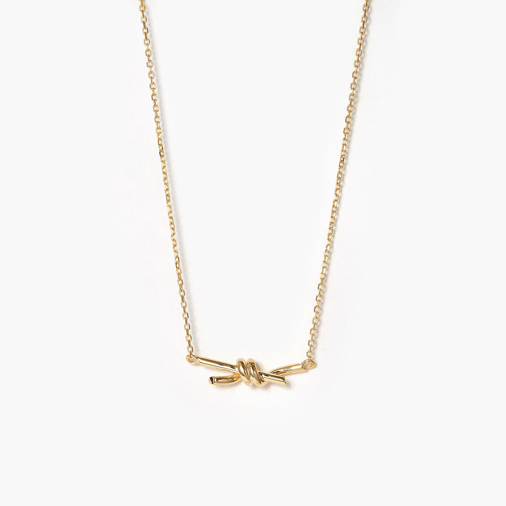 Love Knot 14K Gold Knot Charm Tied Knot Necklace