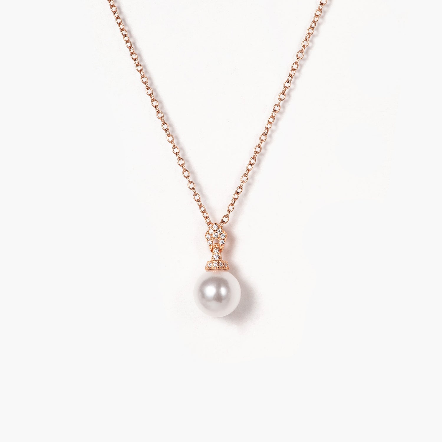 14K Solid Gold 8mm Freshwater Pearl With Diamonds Necklace Pendant