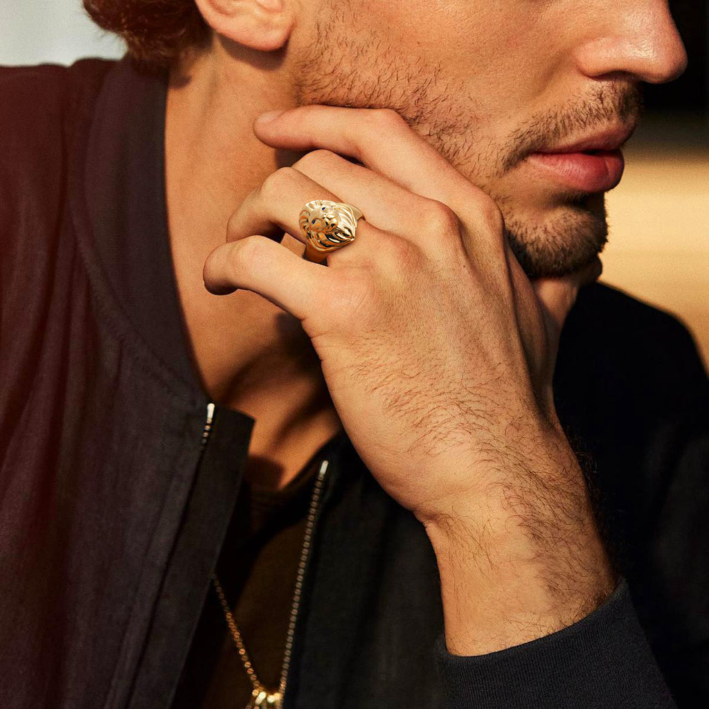 14k Gold Men's Lion Ring