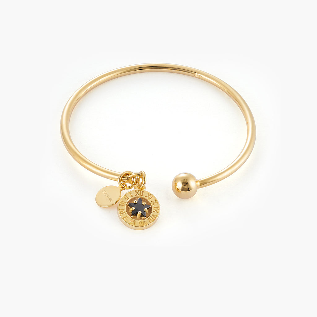 Star Charm Open Bangle Bracelet