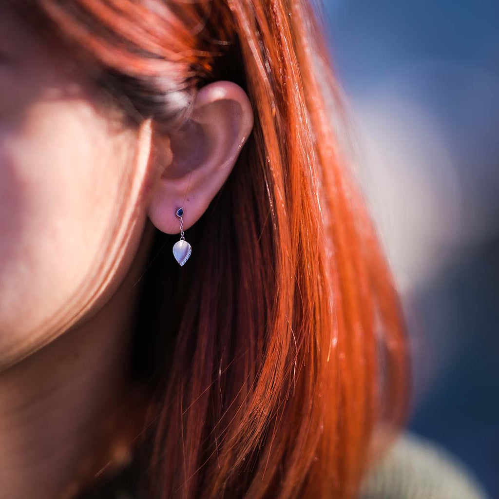Multi-Blue Stone Leaf Drop Earrings