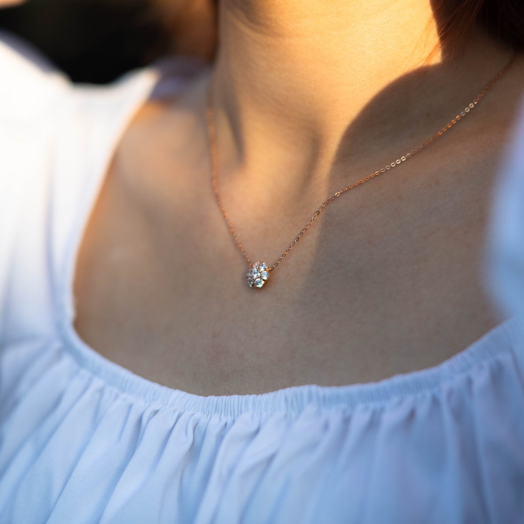 Sparkle Halo Necklace With Moissanite Diamond