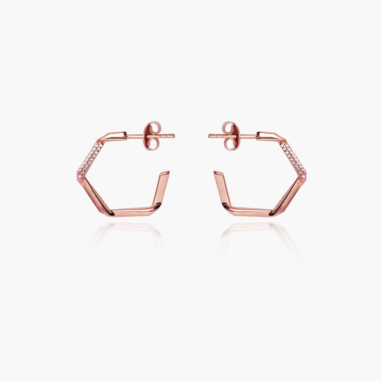 Hexagon Stud Earring & Clear CZ