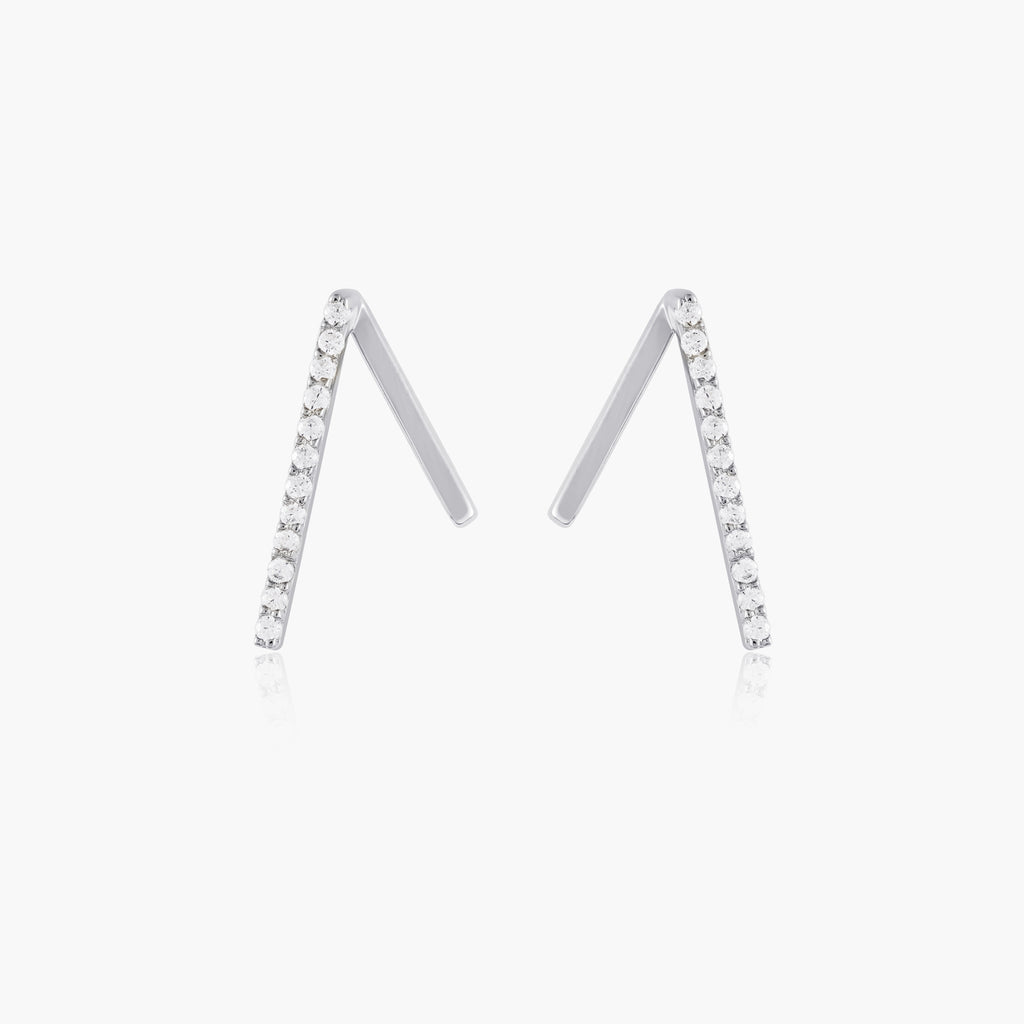 V Stud Earring & Clear CZ