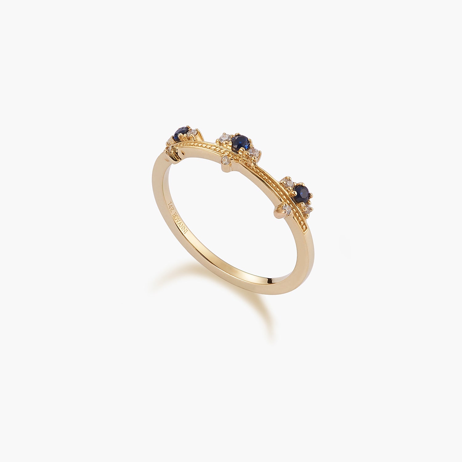 Sapphire with Diamond Round Rose Ring