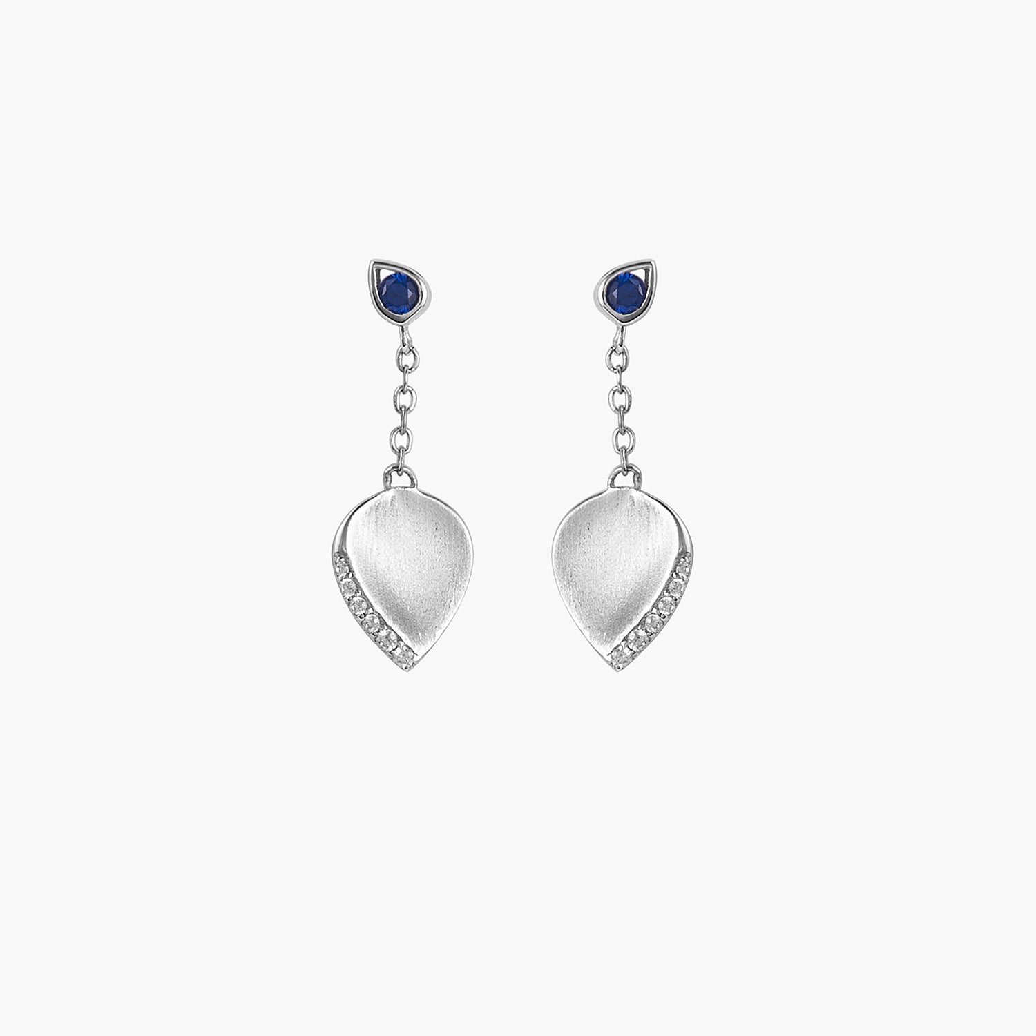 Multi-Blue Stone Leaf Drop Earrings