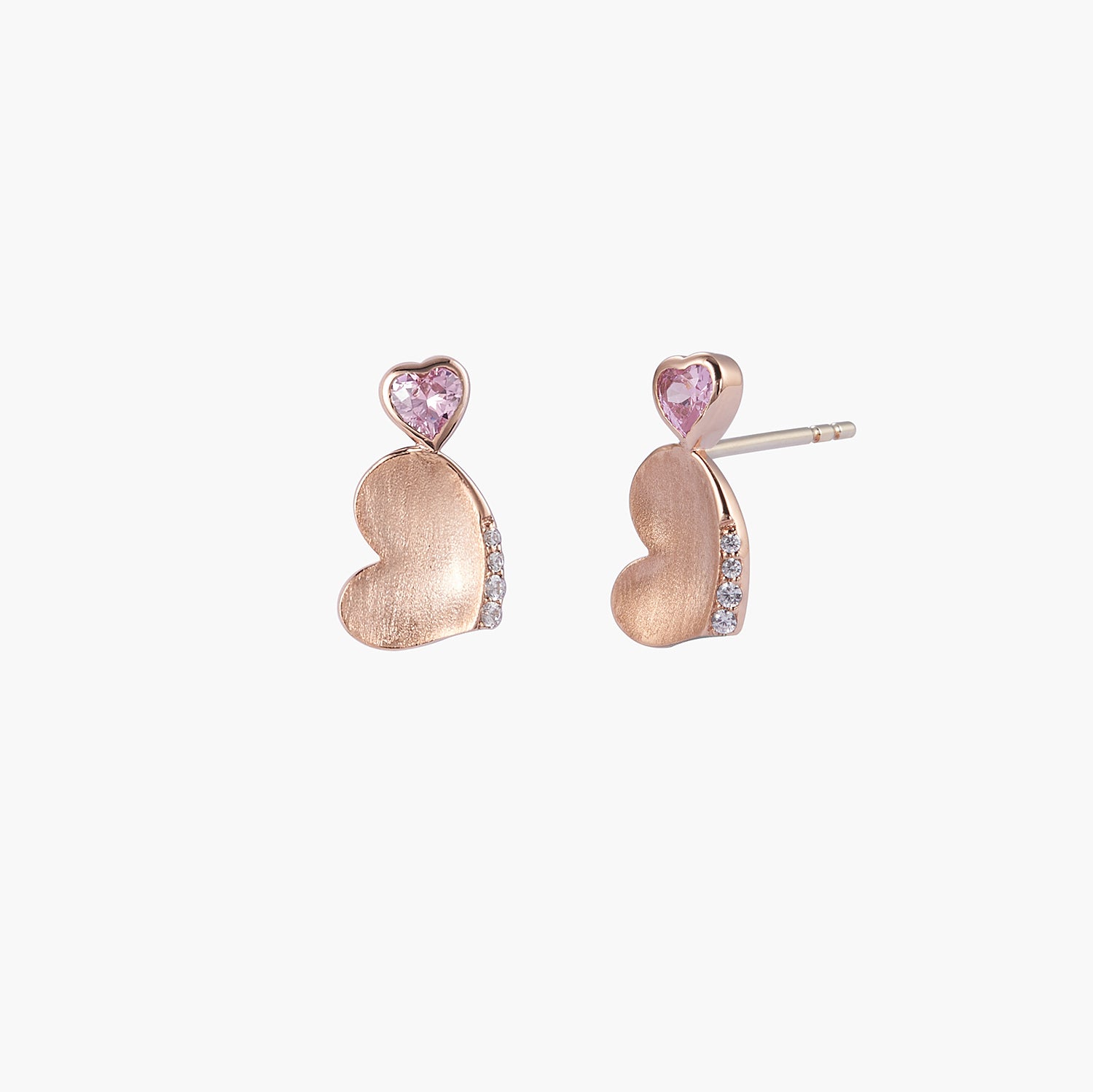 Double Heart Stud Earrings With Moissanite Diamonds