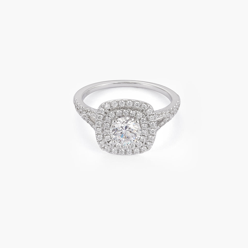 Square Pave Ring With Moissanite Diamonds