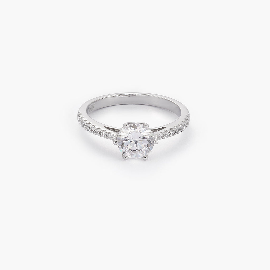 Crown Halo Ring With Moissanite Diamond