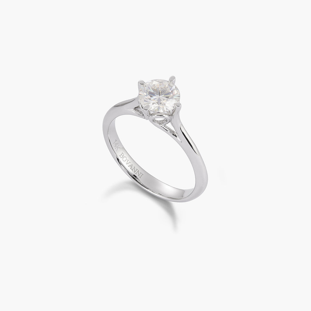 The Perfect Solitaire Engagement Four Claw Round Solitaire Ring With Moissanite Diamond
