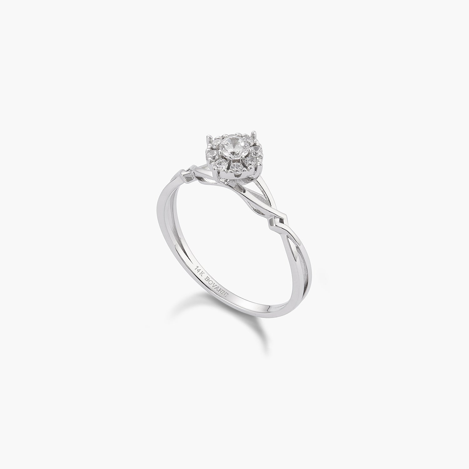 Halo Twist Ring With Moissanite Diamond