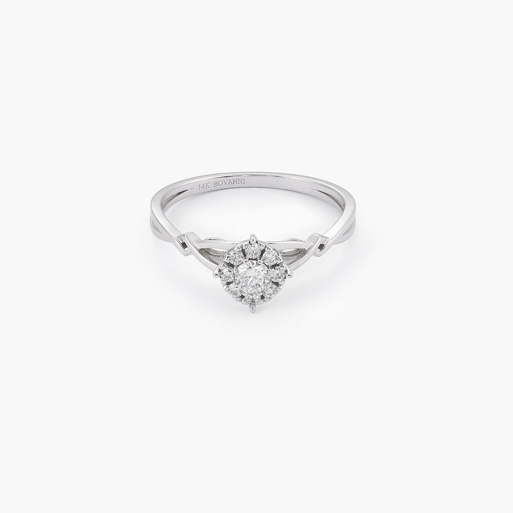 Halo Twist Ring With Moissanite Diamond