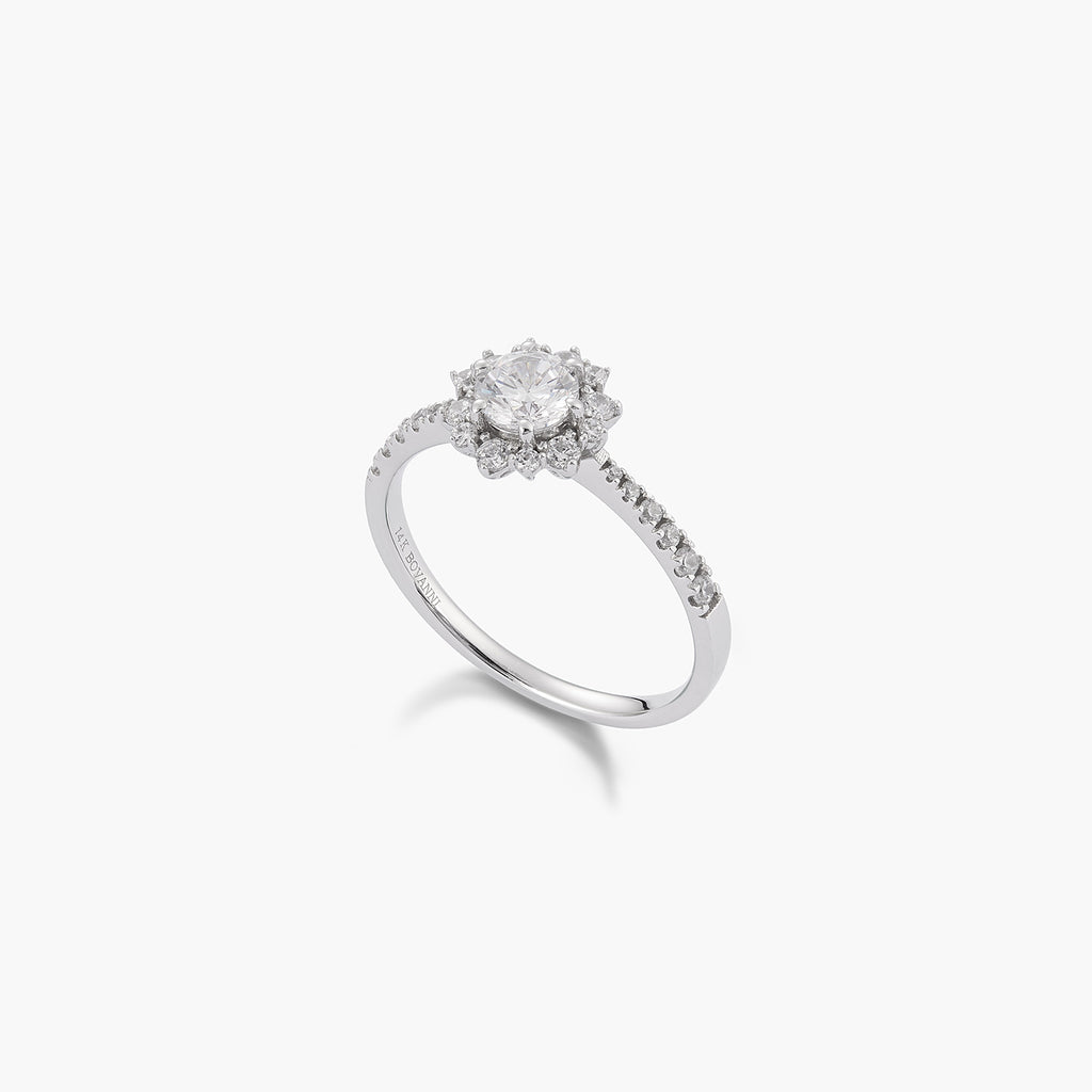 Round Cut Moissanite Diamond Snowflake Engagement Ring