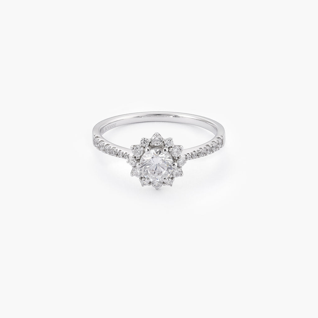 Round Cut Moissanite Diamond Snowflake Engagement Ring
