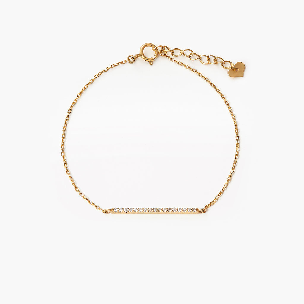 14K Diamond Stationed bar bracelet