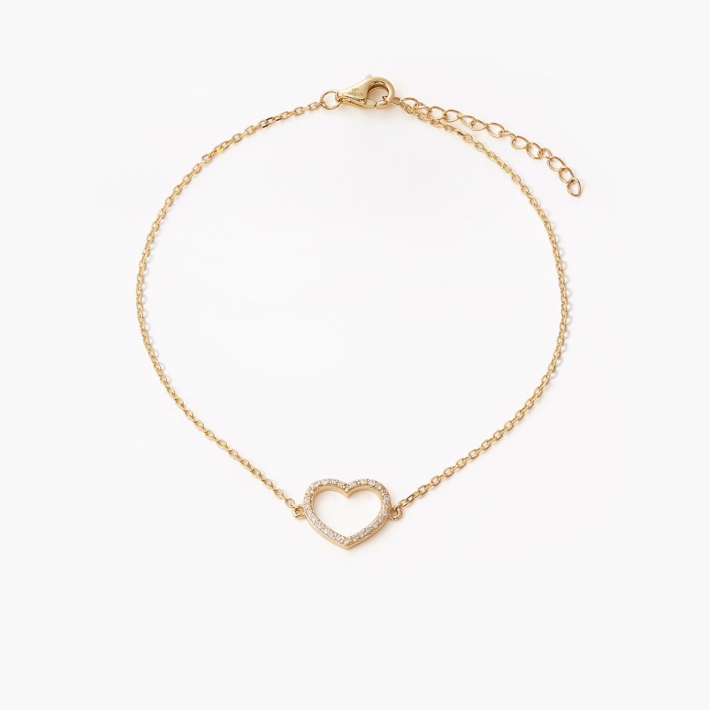 Classic Pavé Diamond Accented Heart Bracelet