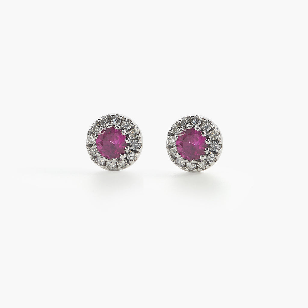 Birthstone Earrings Adult Round Ruby Stud Earrings