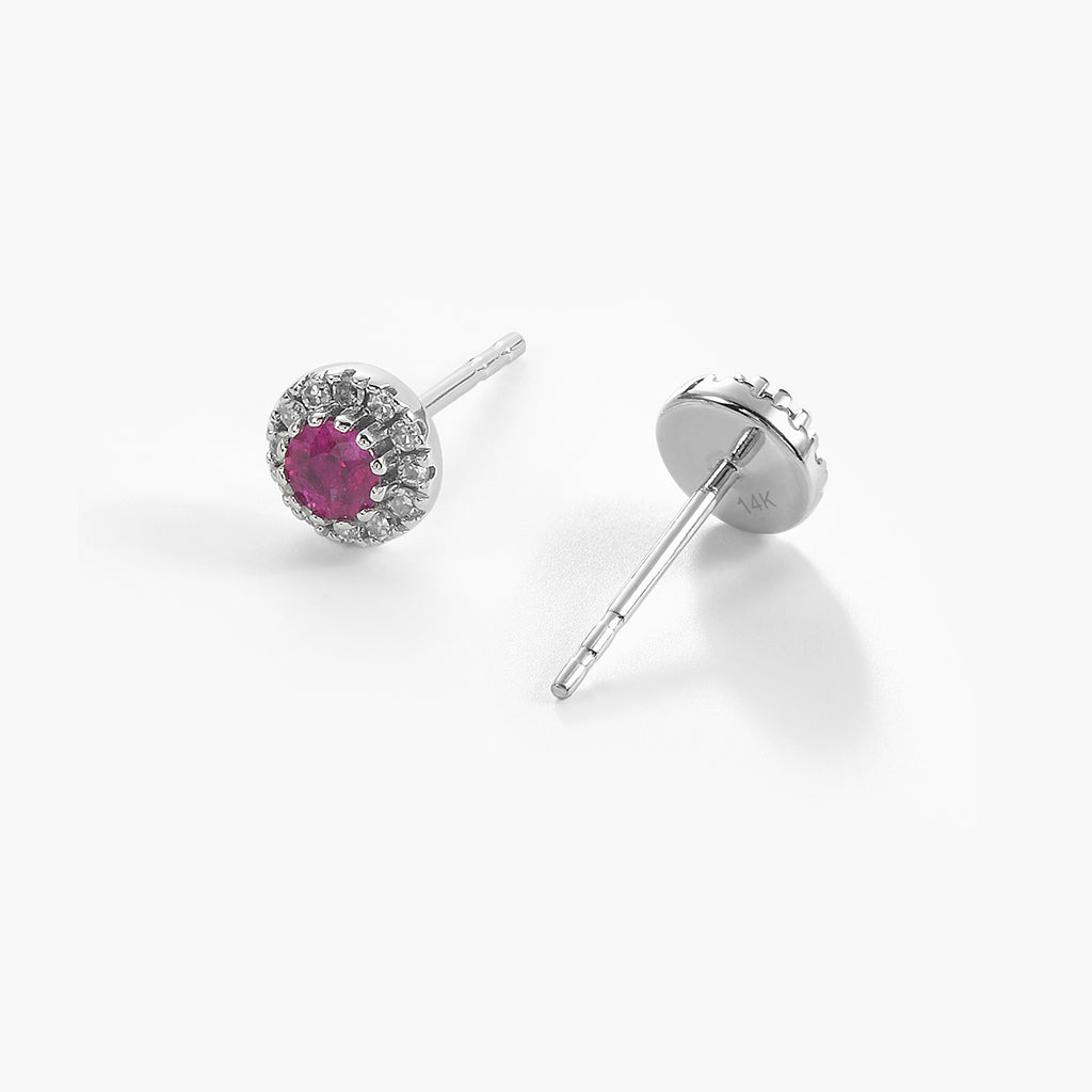 Birthstone Earrings Adult Round Ruby Stud Earrings