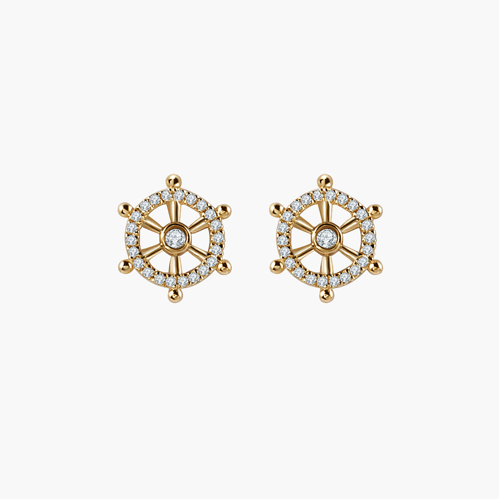 Helm Stud Earrings With Moissanite Diamond