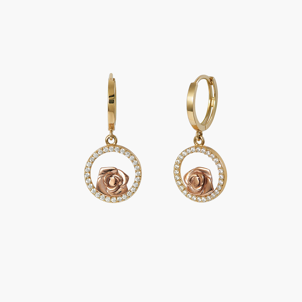 Rose Hoop Earrings With Diamond