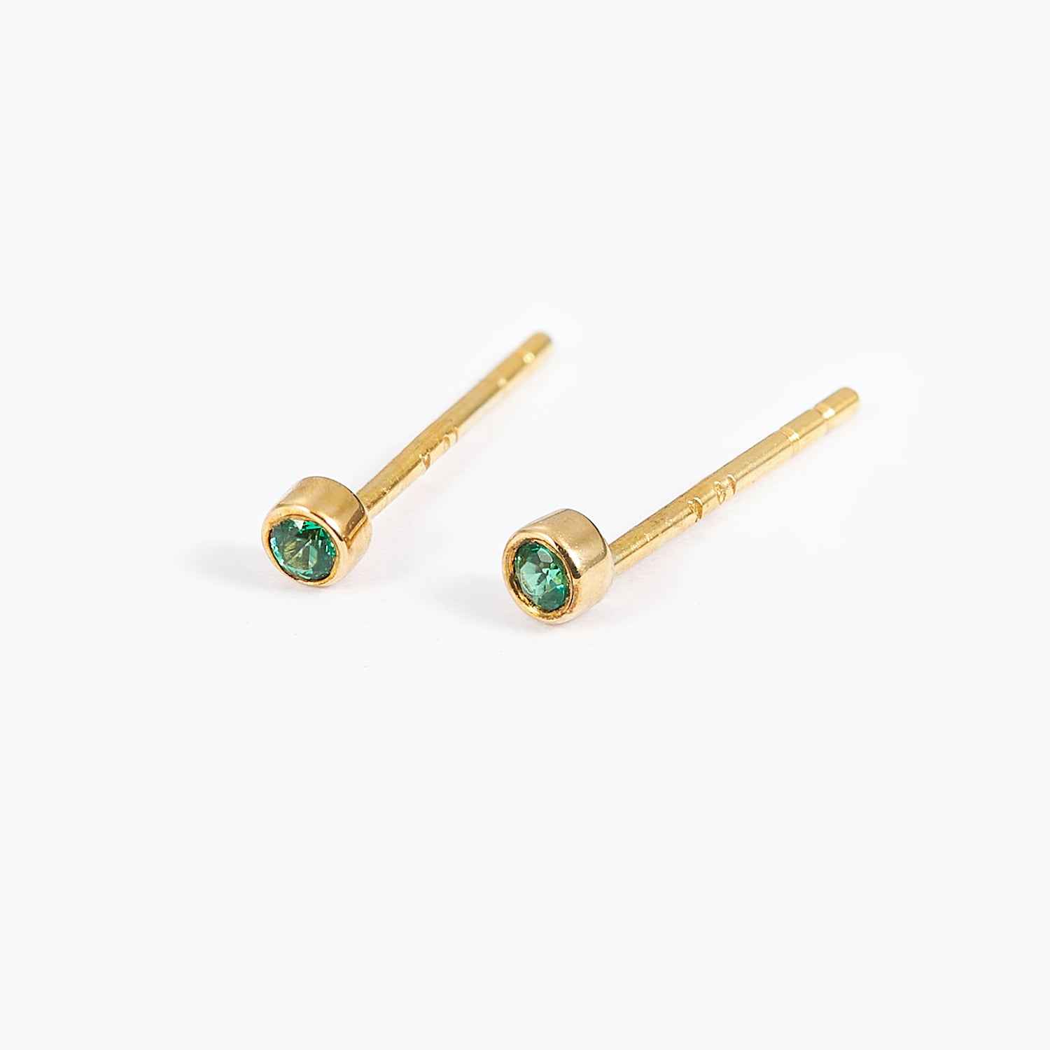 14K Round Birthstone Earrings Adult Colorful Earrings Studs