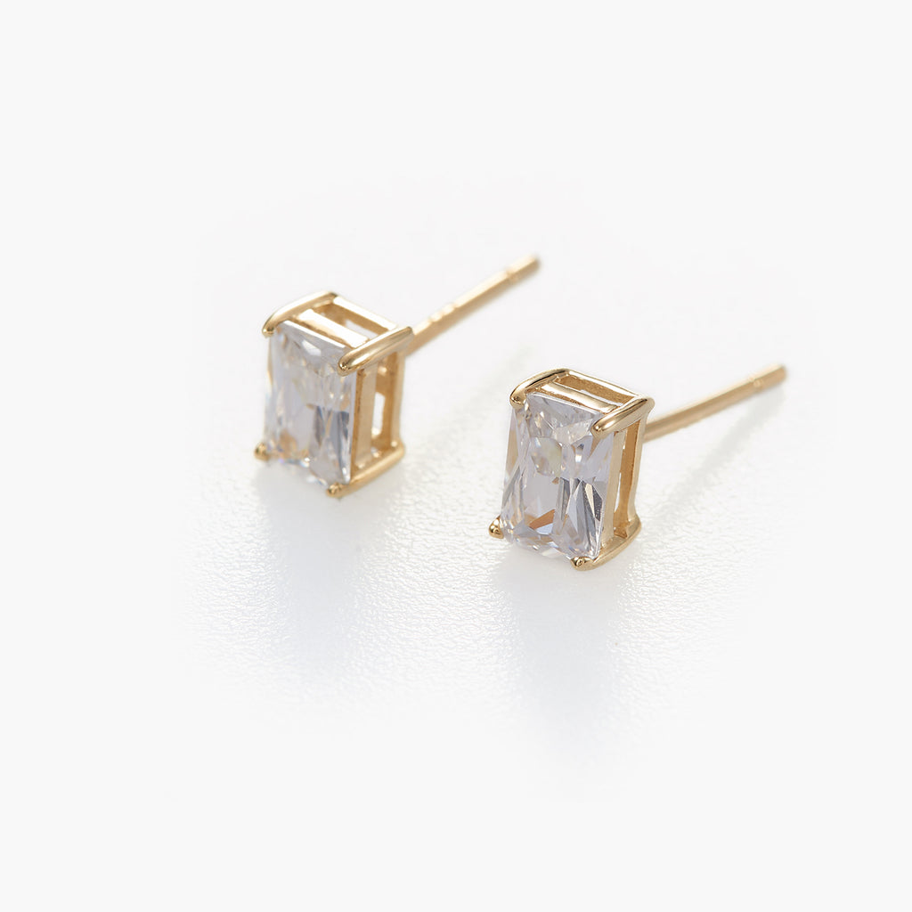 Birthstone Earrings Adult Emerald Cut Crystal Rectangular Stud Earrings