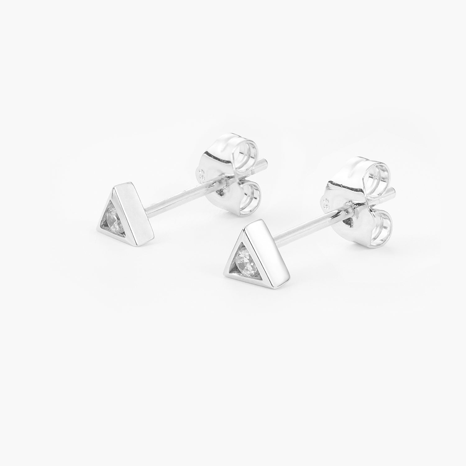 Triangle stud earrings with diamond