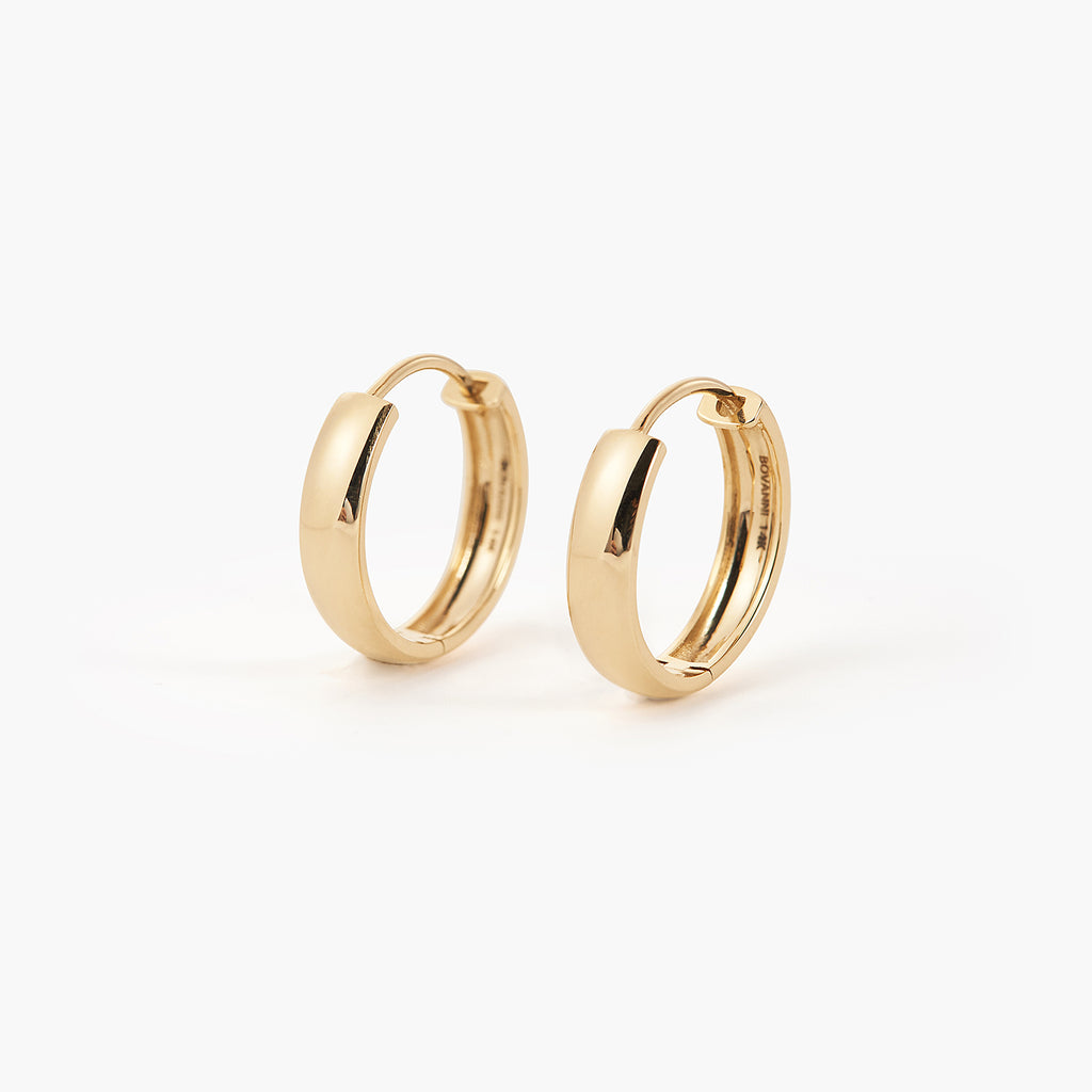 15mm 14K Gold Bold Huggie Hoops Earrings