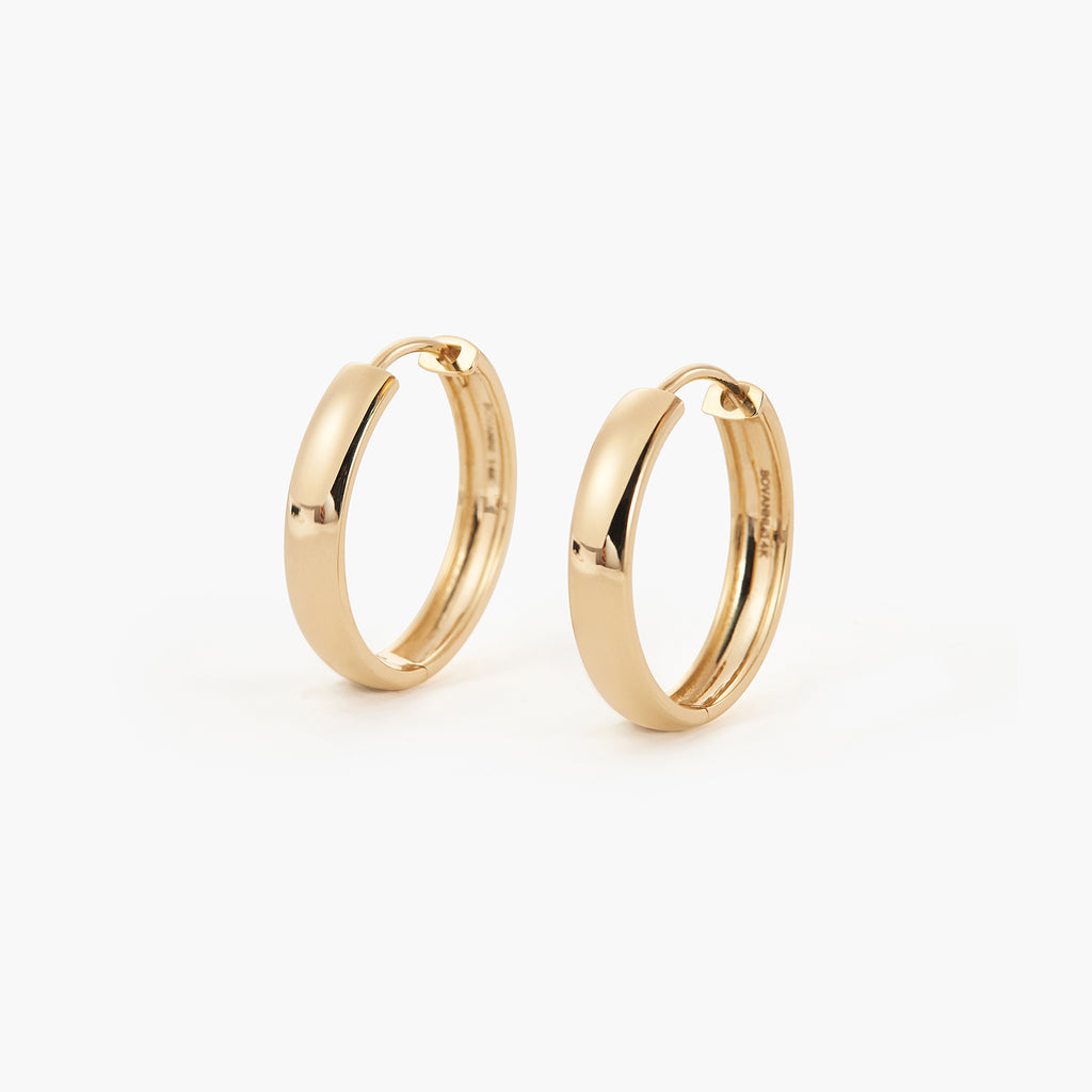 18mm 14K Gold Bold Huggie Hoops Earrings