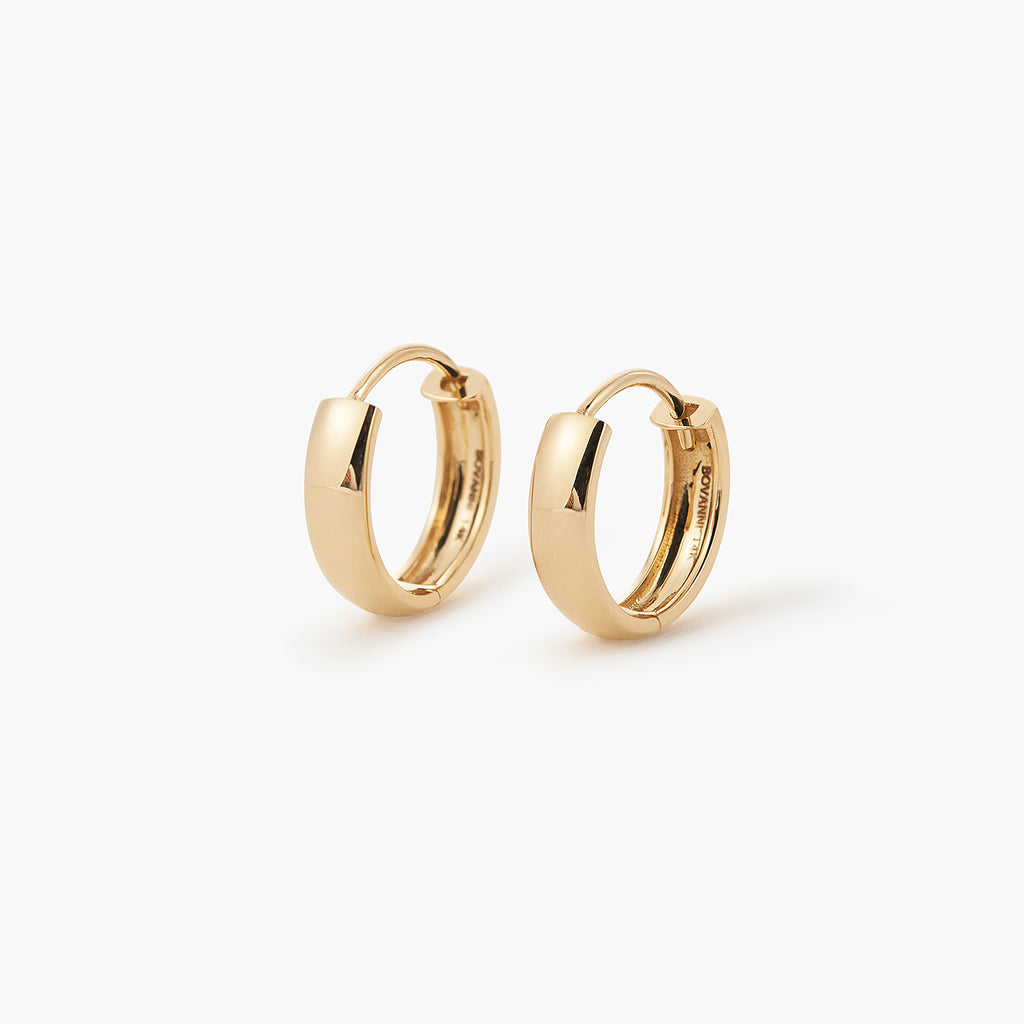 13mm 14K Gold Bold Huggie Hoops Earrings