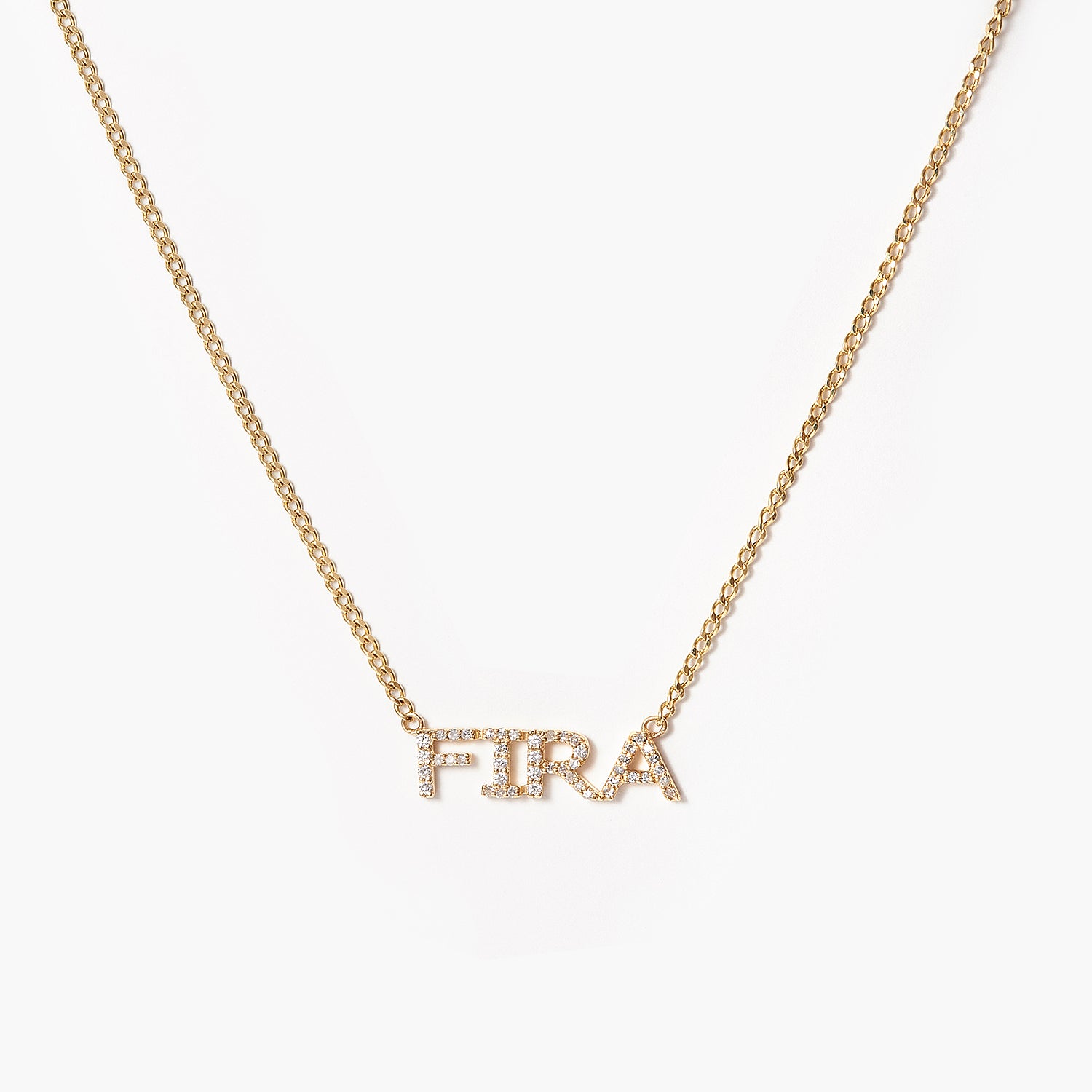 14K Ladies Full Diamond Script Gold Name Necklace