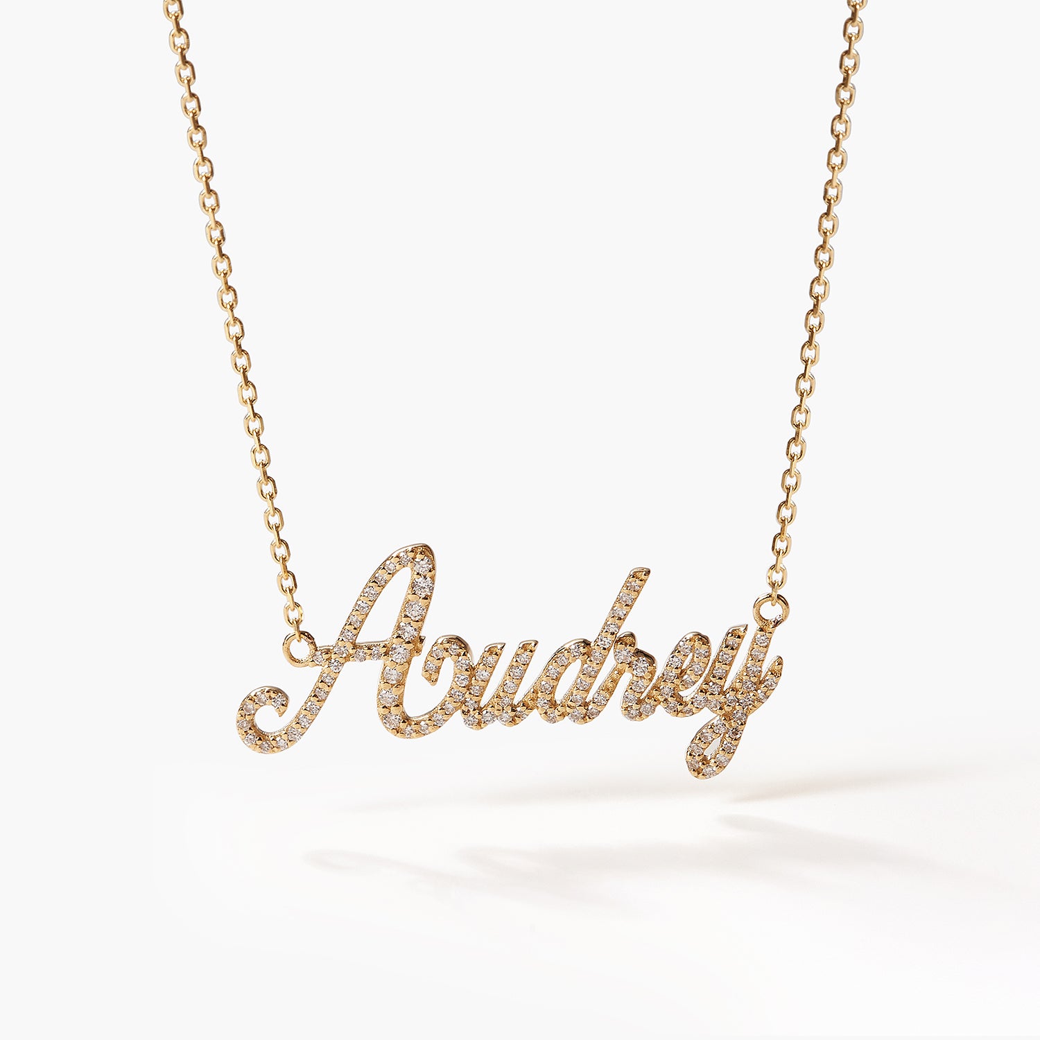 Fairy Name Necklace Ladies Full Diamond Script Gold Name