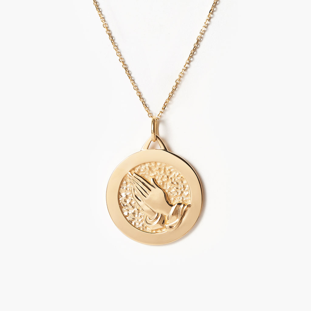 Virgin Prayer Hand Pendant Necklace - Engravable