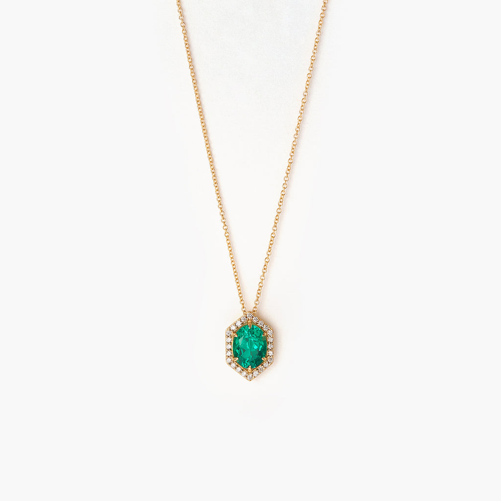 2CT Oval Emerald Cat's Eye Pendant Necklace With Diamond