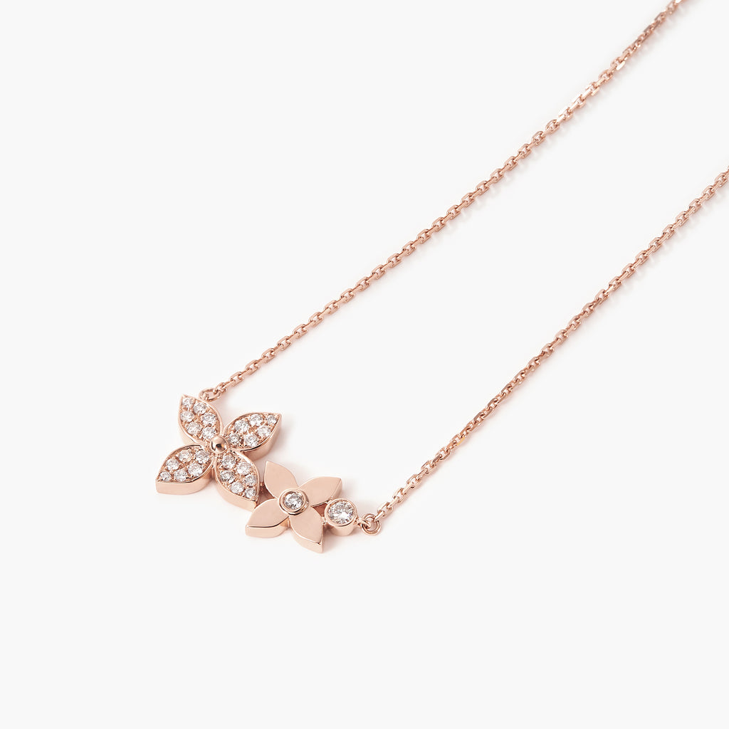 14K Luck Four Leaf Clover With Diamonds Necklace