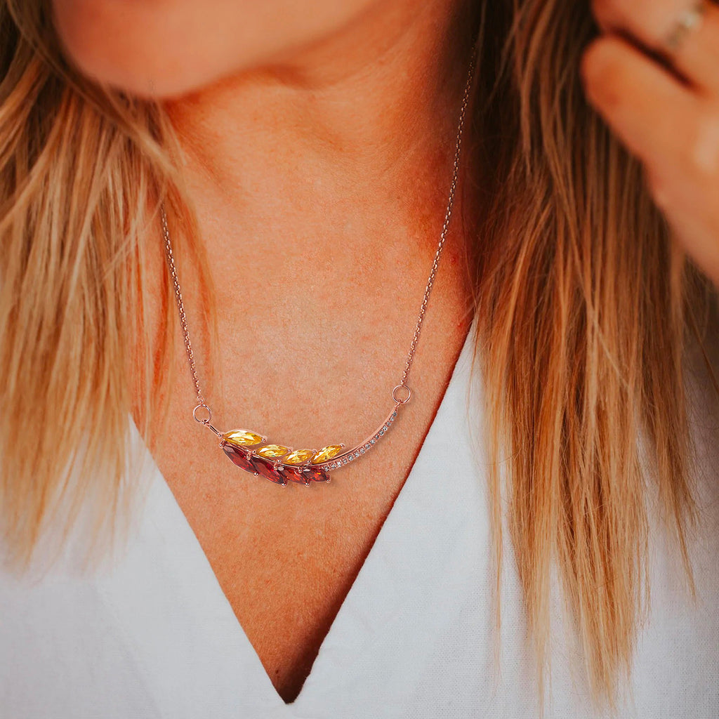 The Laurel Leaf Pendant Necklace with Diamonds And Crystal