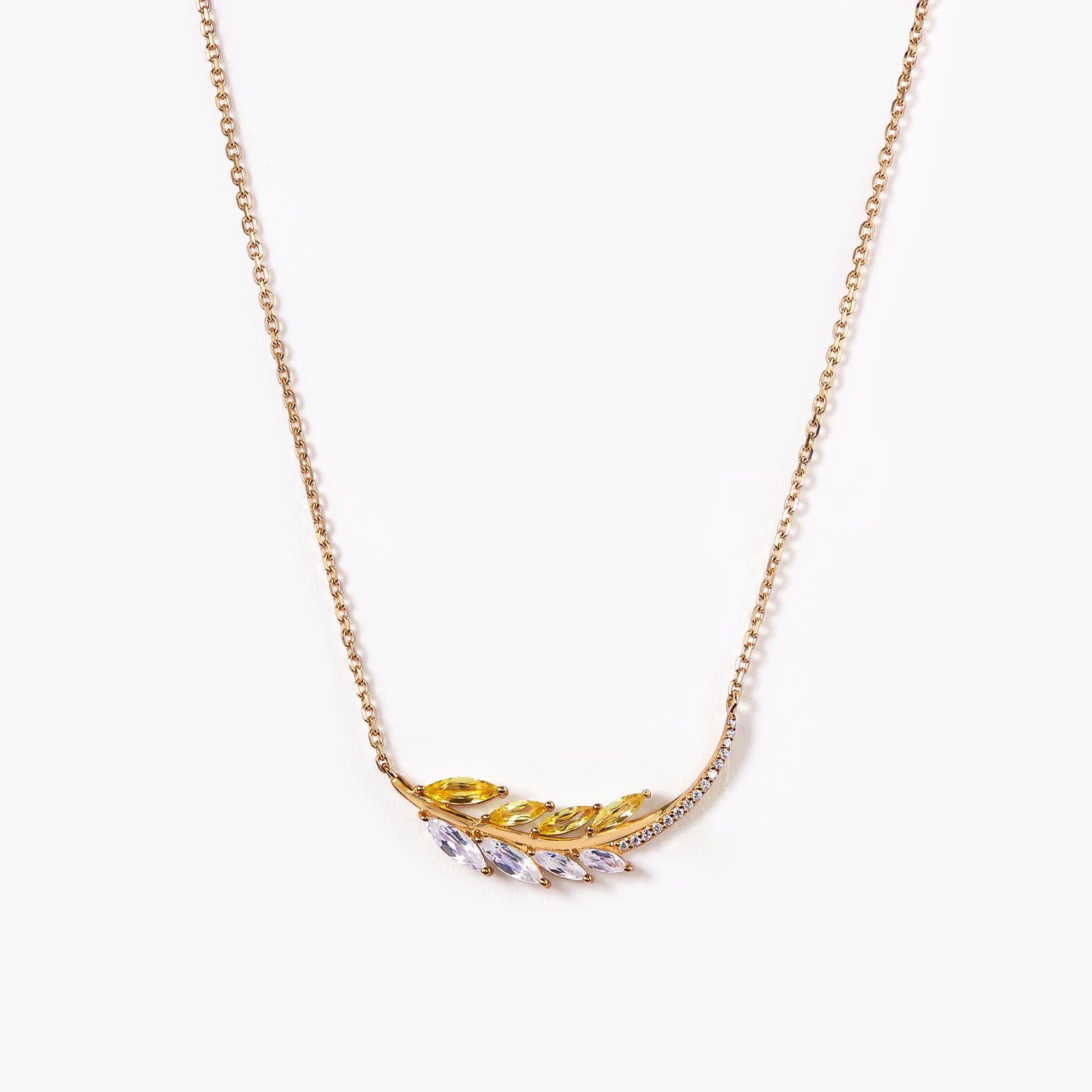 The Laurel Leaf Pendant Necklace with Diamonds And Crystal