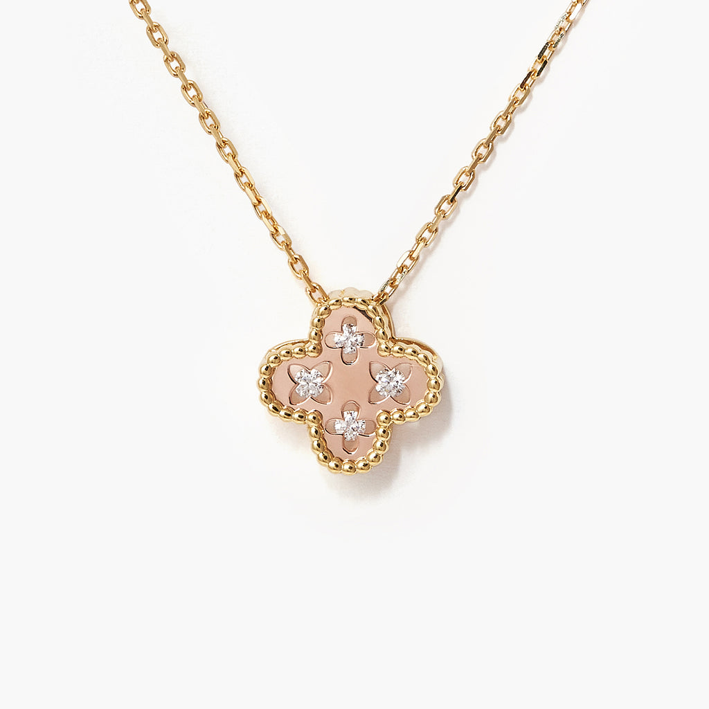 Sparkle Diamond Clover Pendant Chain necklace