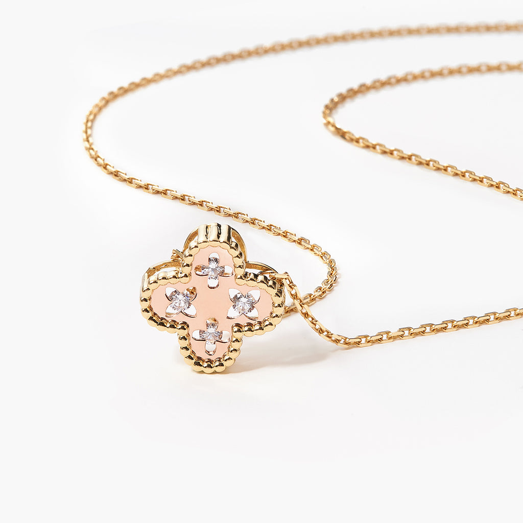 Sparkle Diamond Clover Pendant Chain necklace